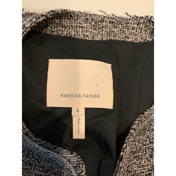 Rebecca Taylor Black & Gray Tweed Jacket w/ Silver Trim, Size 8 (US) - Picture 6 of 6